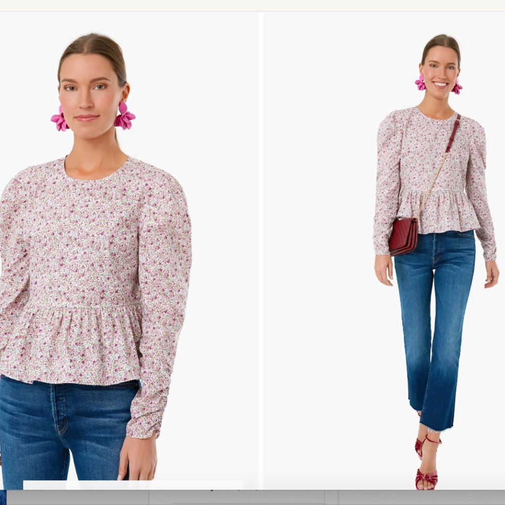 Hyacinth House Pink Floral Mia Blouse Size S